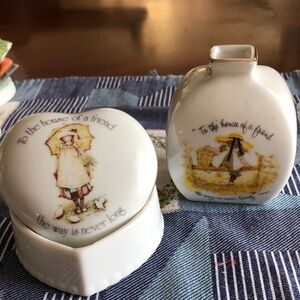 Charming Holly Hobbie Trinket Box and Vase Set